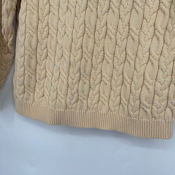 Vintage Talbots Cable Knit Sweater Beige Chunky Knit Cotton Size PP Petite - Picture 5 of 9